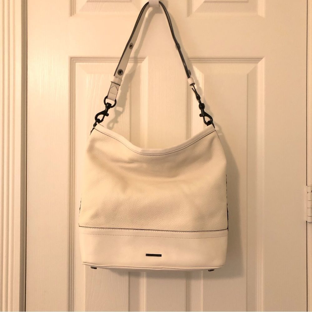 Rebecca Minkoff Blythe Cream Studded Convertible Crossbody to Hobo Bag